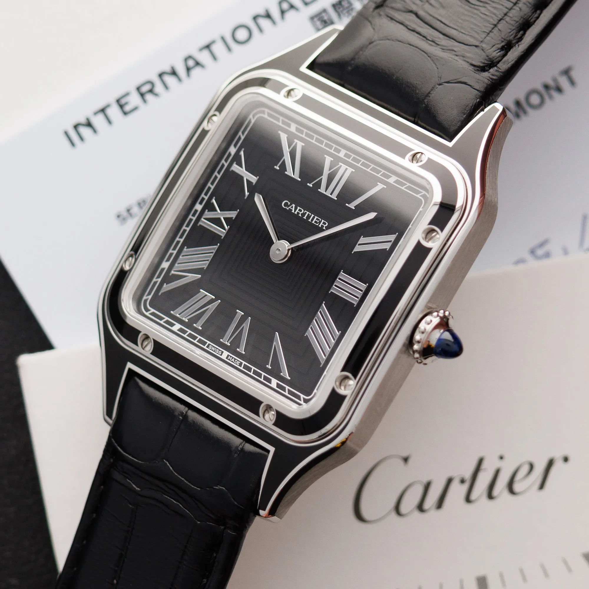 Cartier Santos Dumont Steel Black Enamel Ref. WSSA0046