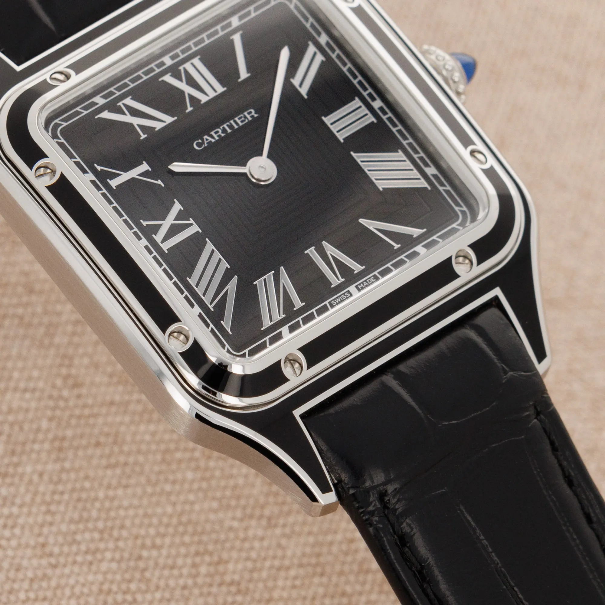 Cartier Santos Dumont Steel Black Enamel Ref. WSSA0046