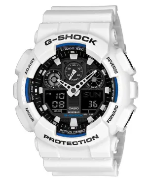 Casio G-Shock Analog Digital White Resin Strap Watch GA100B-7