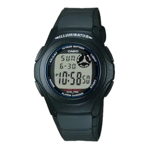 Casio Illuminator Black Silicone Strap Strap Black Dial Quartz Watch for Gents - F-200W-1ADF(AG)