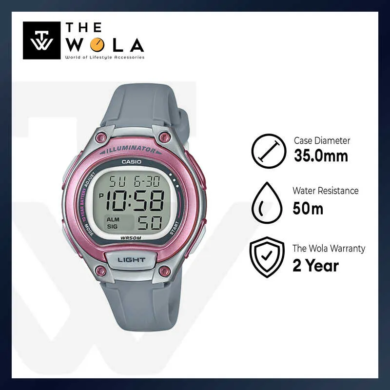 Casio Kids Digital Watch LW-203-8AV Gray Resin Strap