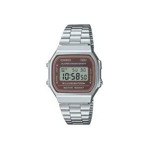 Casio Vintage Unisex's Digital Watch A168WA-5AYDF Silver Stainless Steel Strap