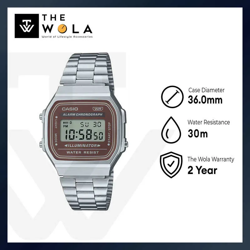 Casio Vintage Unisex's Digital Watch A168WA-5AYDF Silver Stainless Steel Strap