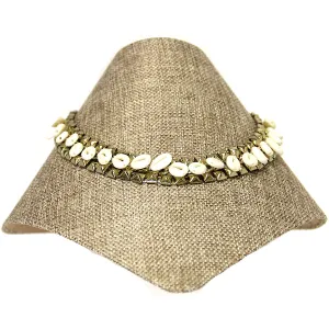Charlie Paige Gold Necklace w/faux shells & gold studs