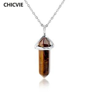 CHICVIE Natural Stone Long Necklace For Women Silver Color Statement DIY Necklaces Pendants Ethnic Jewelry Accessories SNE150808