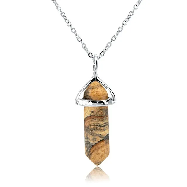 CHICVIE Natural Stone Long Necklace For Women Silver Color Statement DIY Necklaces Pendants Ethnic Jewelry Accessories SNE150808