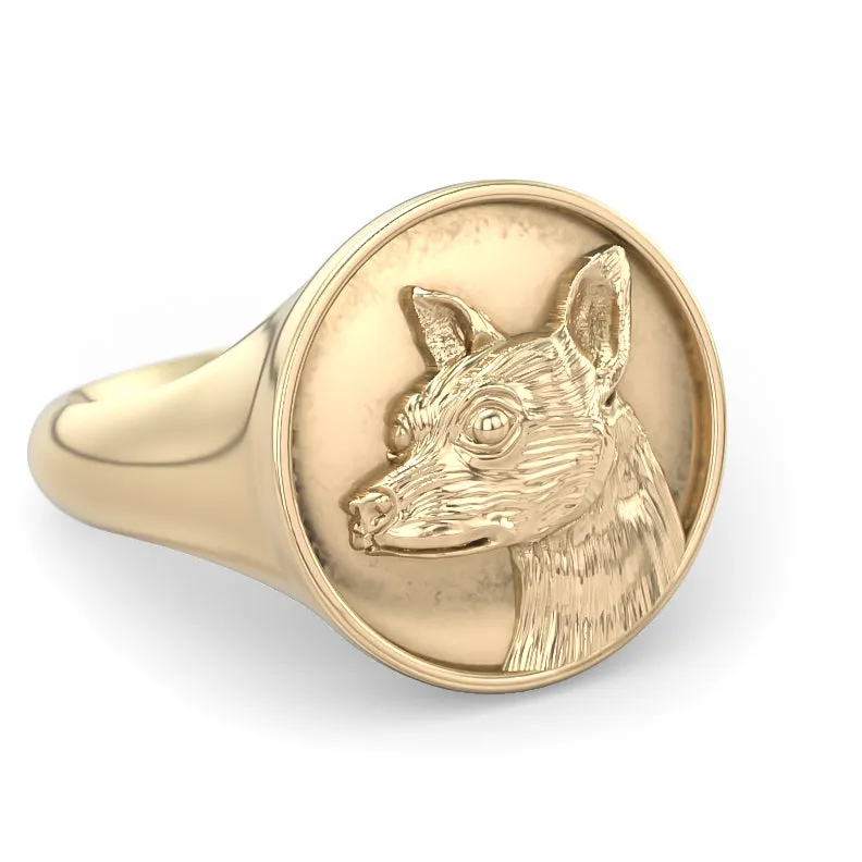 Chihuahua Classic Round Signet Ring