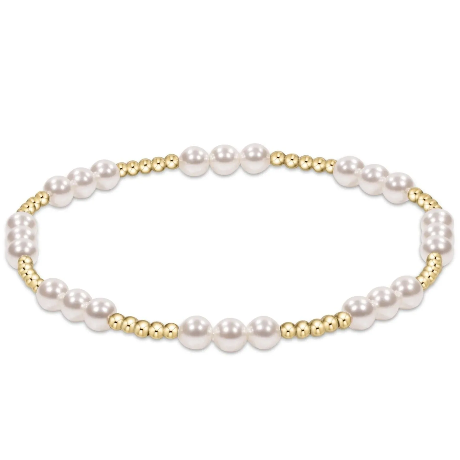 Classic Joy Pattern Gold Bead Bracelet 4mm Pearl