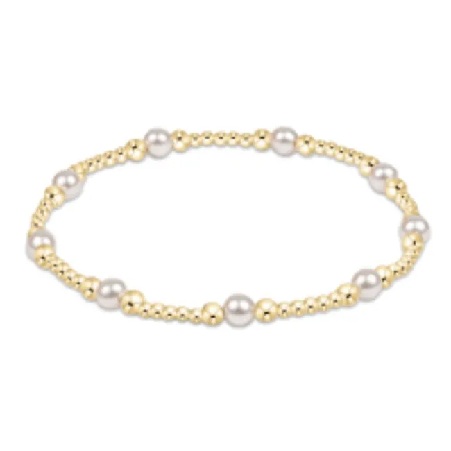 Classic Purpose Pattern Gold Bead Bracelet 4mm Pearl