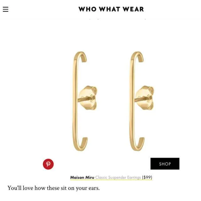 Classic Suspender Earrings in Gold Vermeil