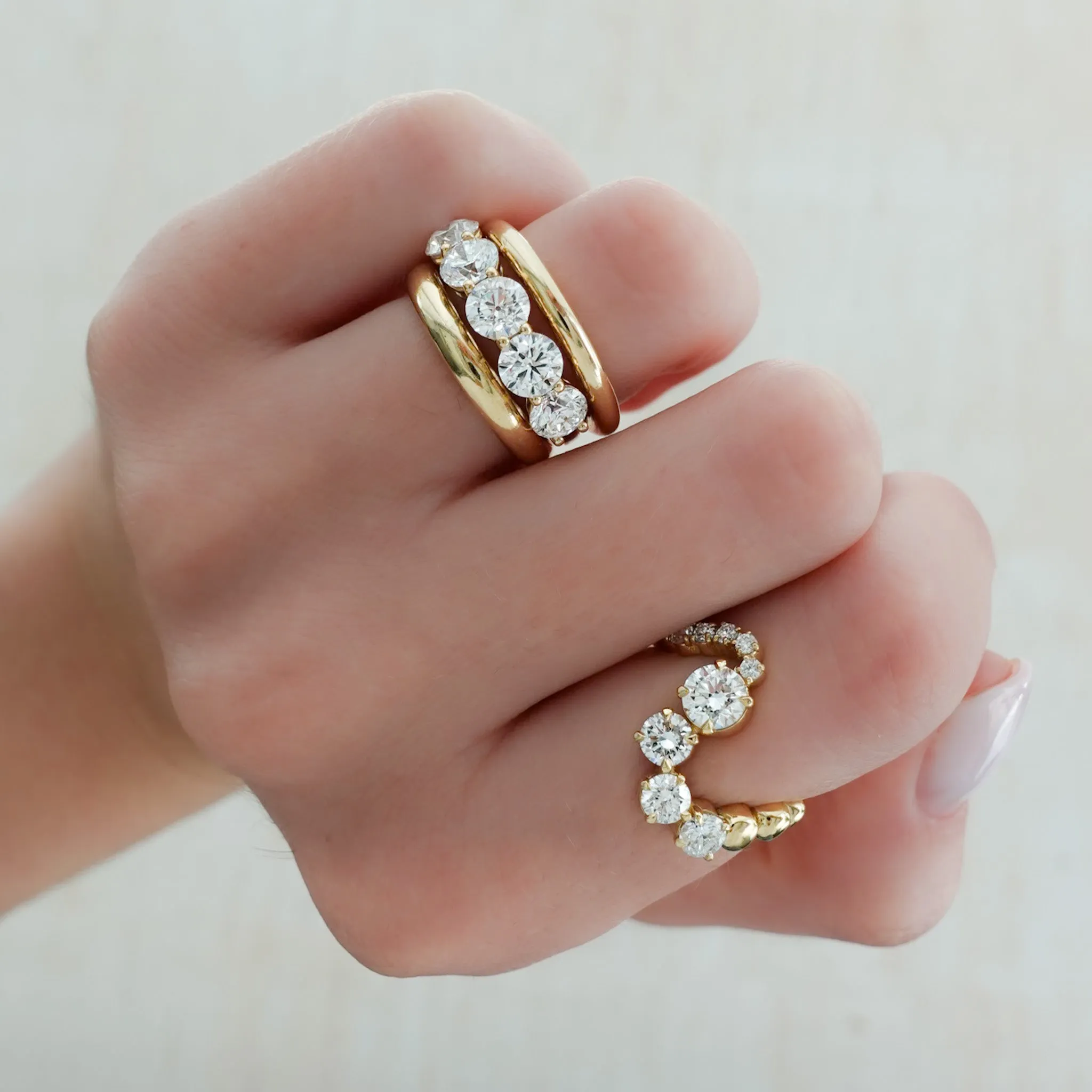 Claw Set Wave Diamond Ring No. 1