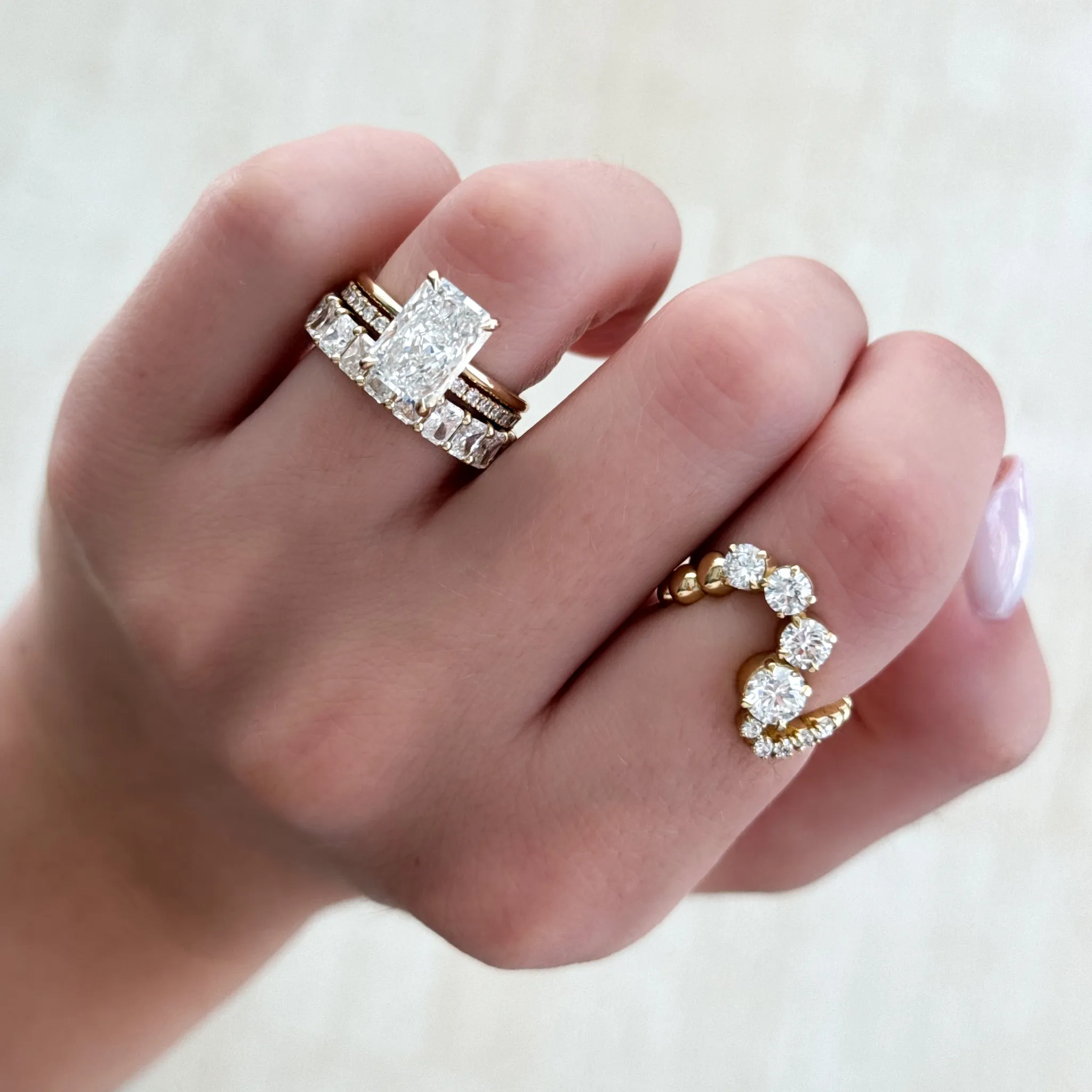 Claw Set Wave Diamond Ring No. 1