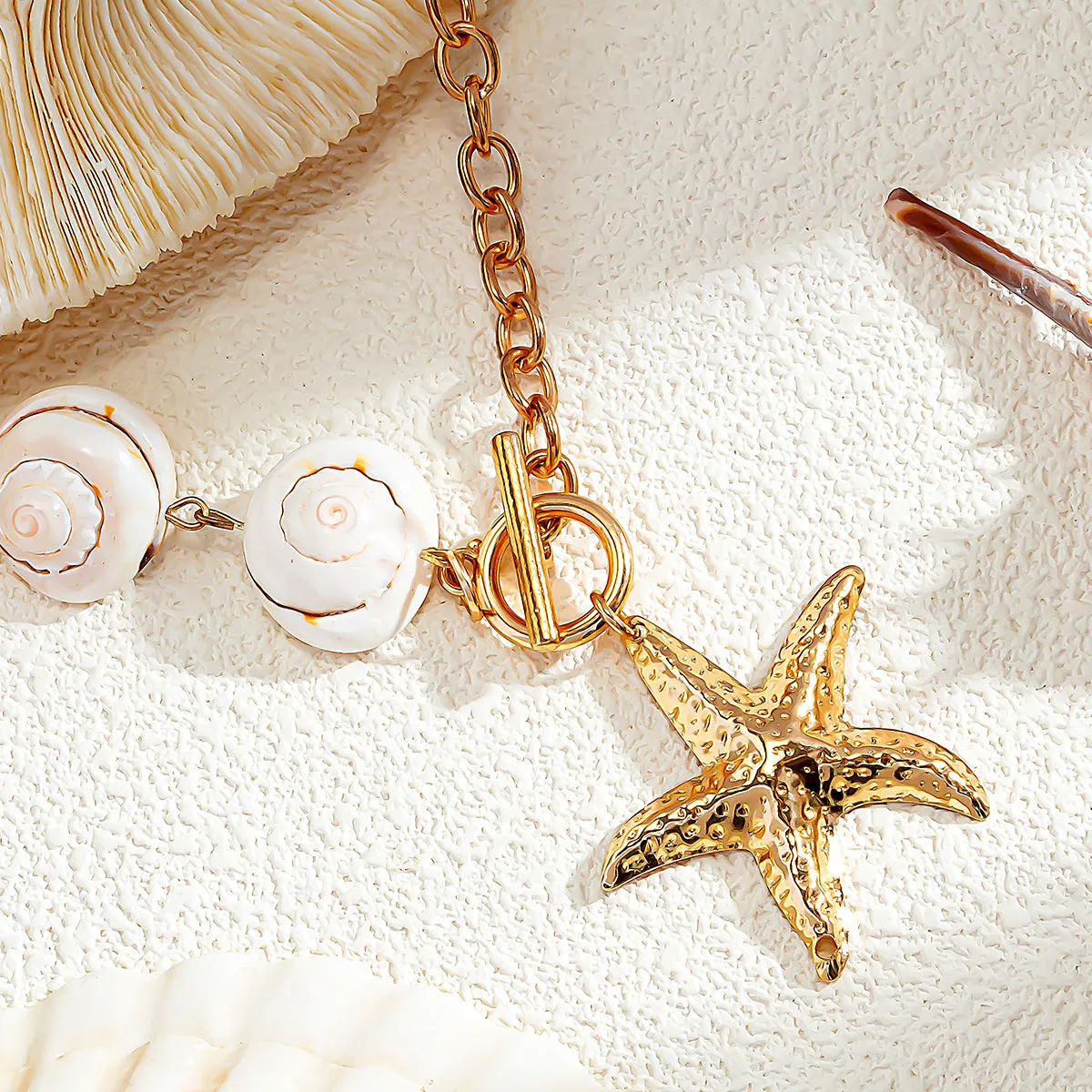 Coastal Shell & Gold Charm Necklace