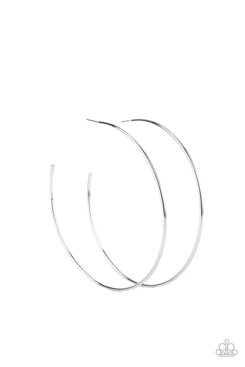 Colossal Couture - Silver - Oversized Paparazzi Hoop Earrings