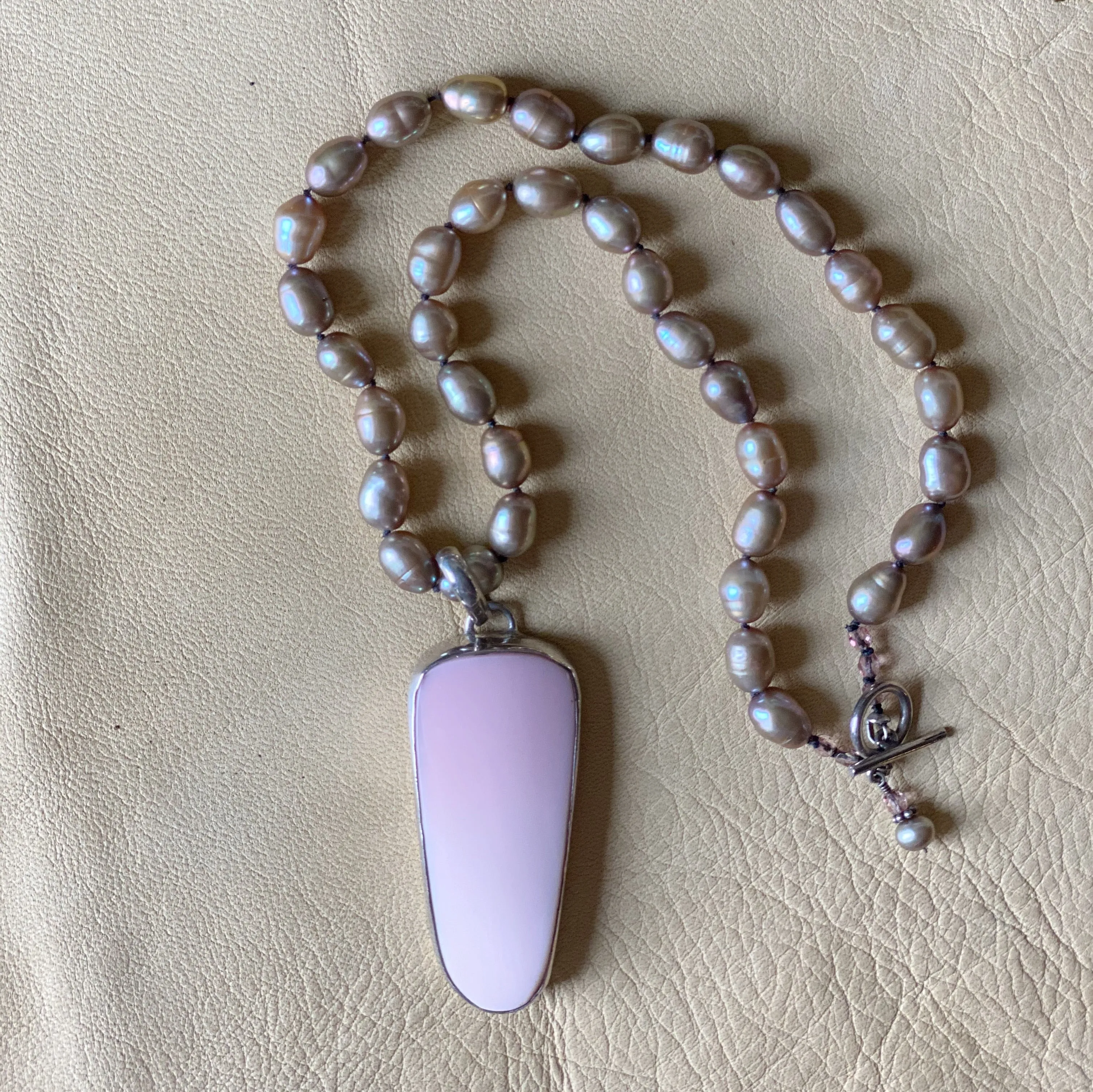 Conch Shell Pendant with Champagne Pearls