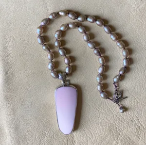 Conch Shell Pendant with Champagne Pearls