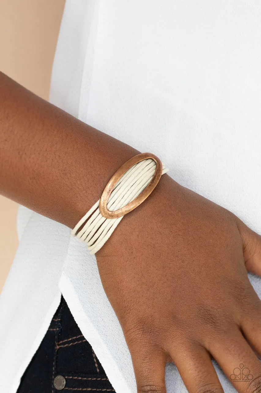Corded Couture White Paparazzi Bracelet
