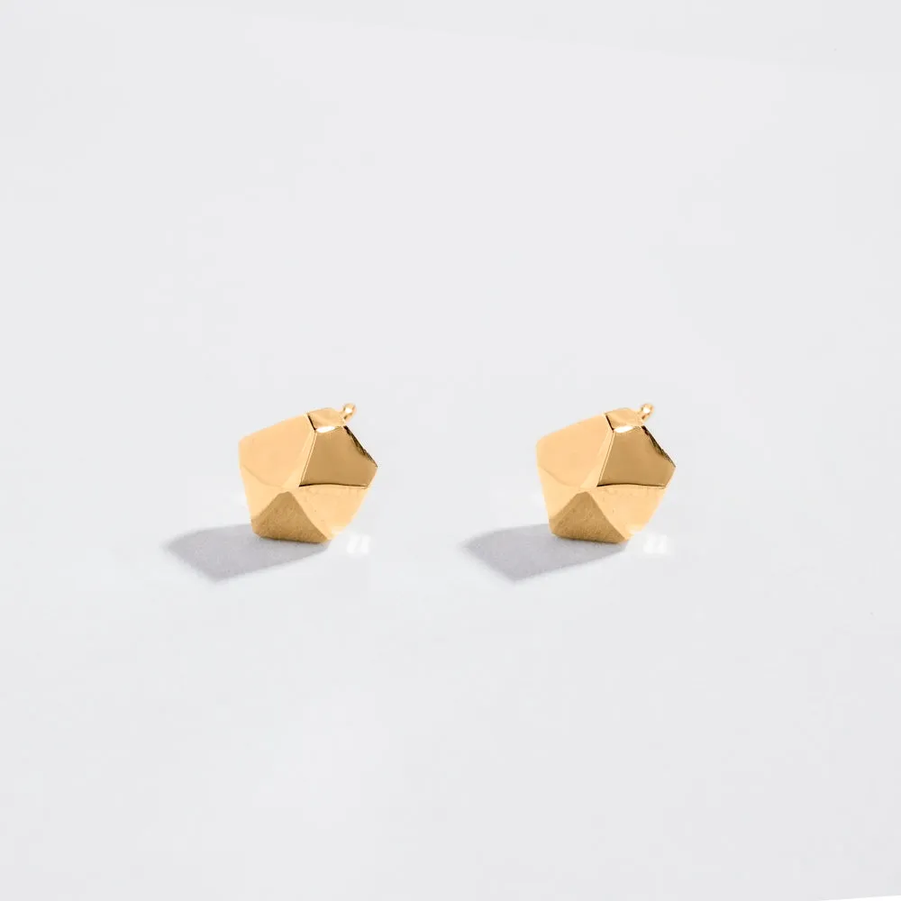 CRYSTAL POINT NUGGET STUDS | 14K GOLD