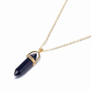 Crystal Raw Stone Healing Necklace in Solid Copper, Crystal