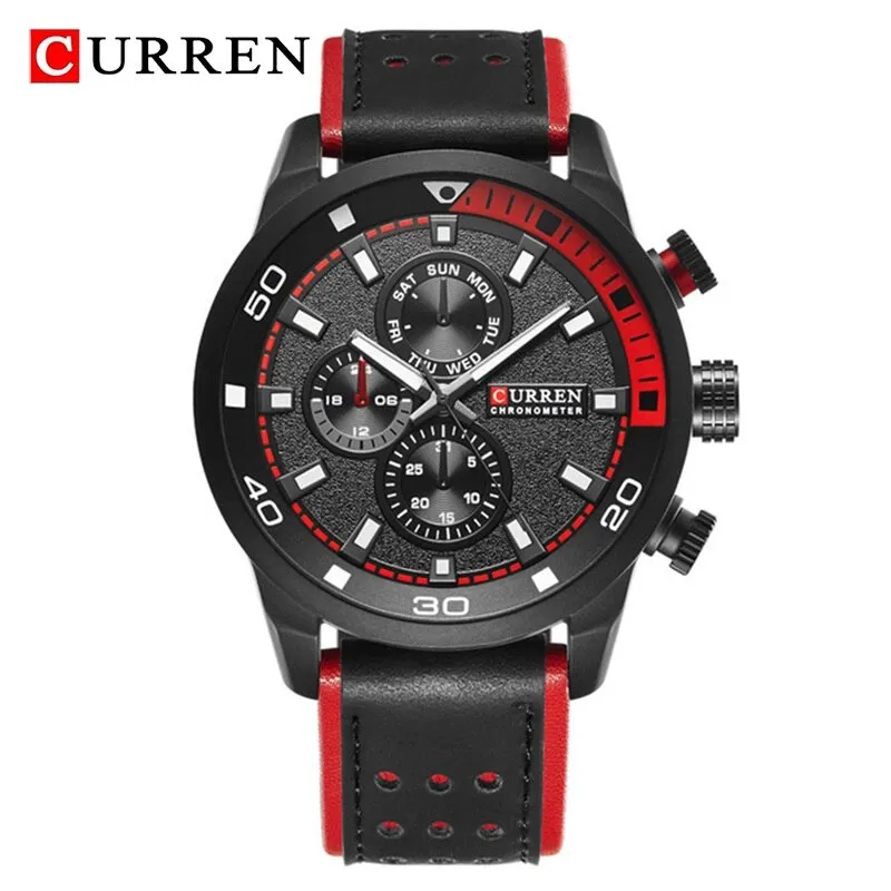 CURREN Mens Watches Top Brand Luxury Chronograph Waterproof Quartz Watch Men Military Leather Sports Watches Man Clock Analog