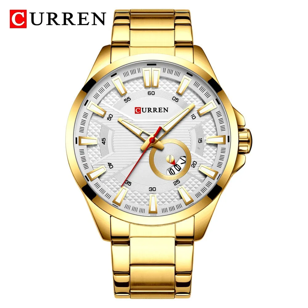 CURREN Watch Top Brand Luxury Black Steel Quartz Wrist Watch Men Fashion Sports Waterproof Military Clock Mens Analog Watches