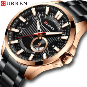 CURREN Watch Top Brand Luxury Black Steel Quartz Wrist Watch Men Fashion Sports Waterproof Military Clock Mens Analog Watches