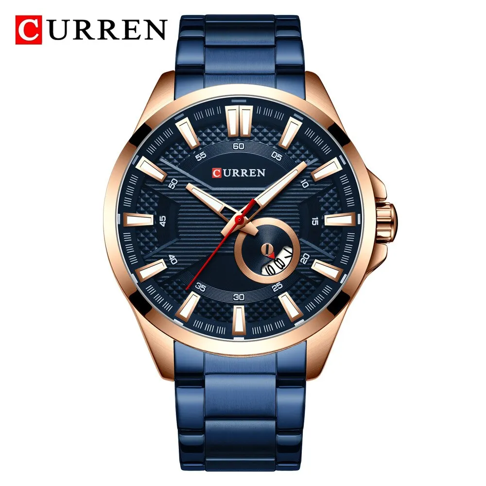 CURREN Watch Top Brand Luxury Black Steel Quartz Wrist Watch Men Fashion Sports Waterproof Military Clock Mens Analog Watches