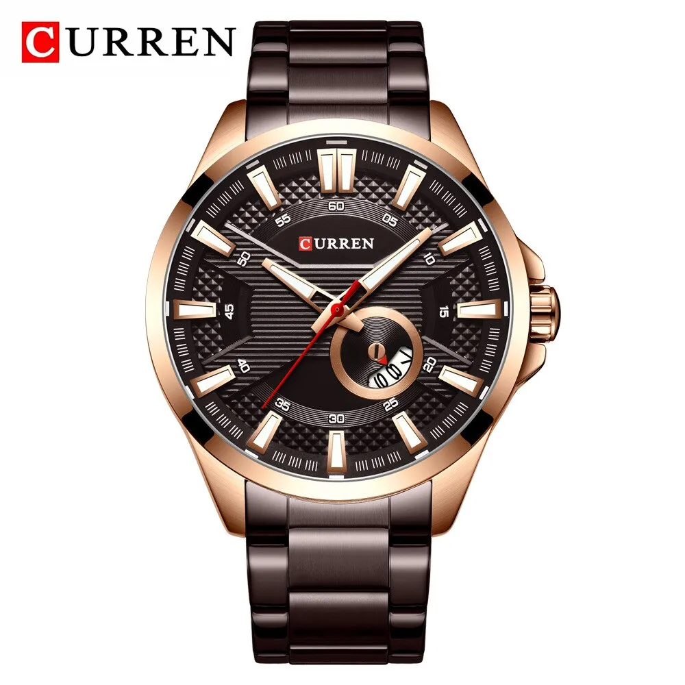 CURREN Watch Top Brand Luxury Black Steel Quartz Wrist Watch Men Fashion Sports Waterproof Military Clock Mens Analog Watches