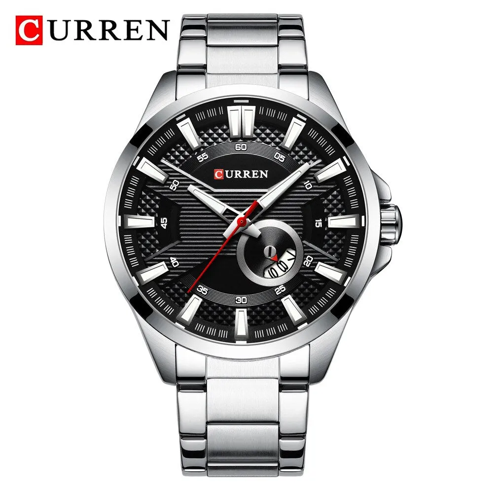 CURREN Watch Top Brand Luxury Black Steel Quartz Wrist Watch Men Fashion Sports Waterproof Military Clock Mens Analog Watches