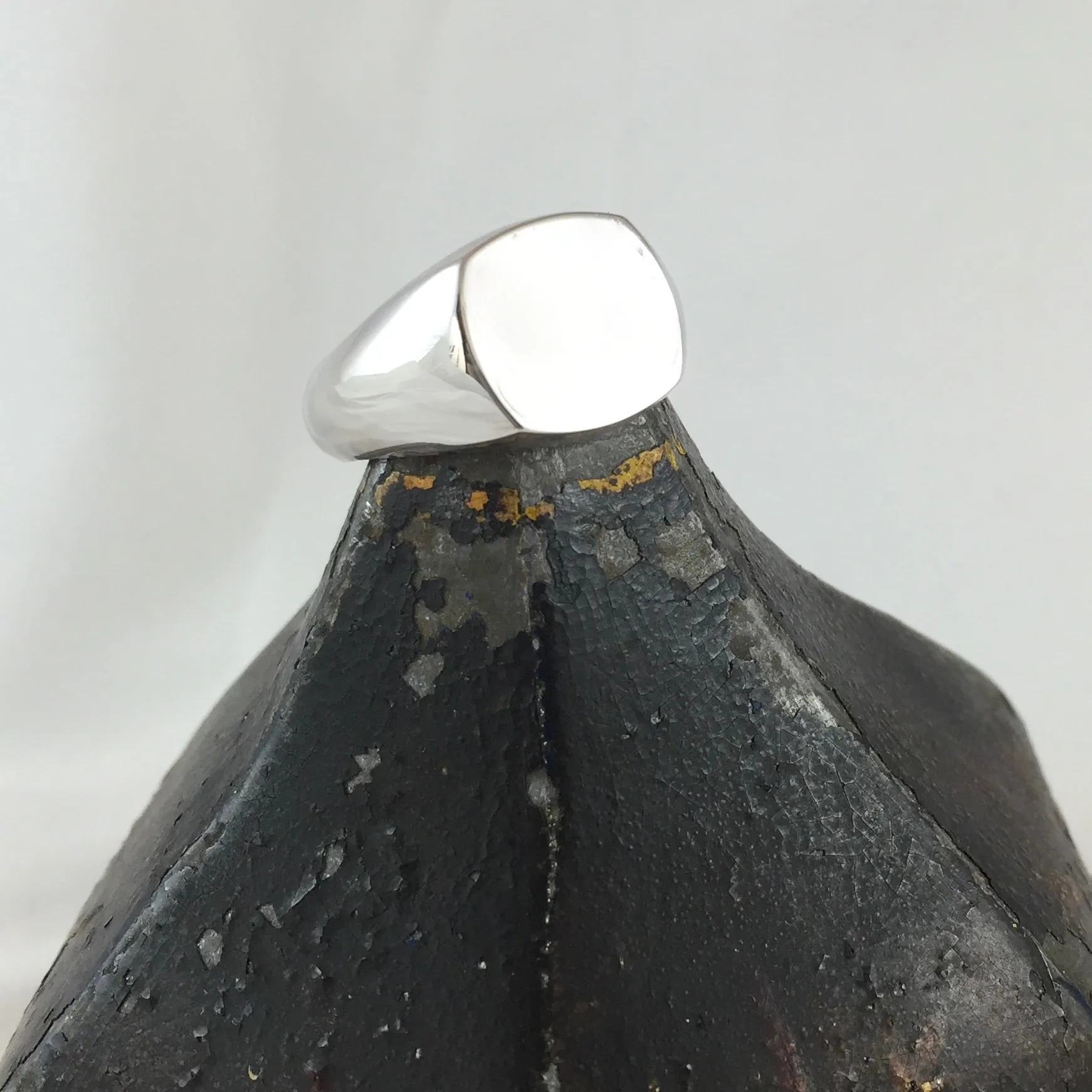Cushion 12mm x 11mm - Sterling Silver Signet Ring