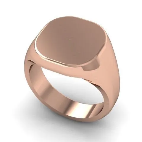 Cushion 14mm x 13mm - 18 Carat Rose Gold Signet Ring