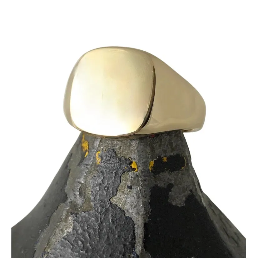 Cushion 14mm x 13mm - 9 Carat Yellow Gold Signet Ring