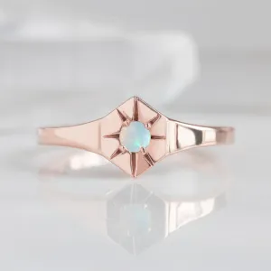 Custom Opal Birthstone Signet Ring | 10K Rose Gold