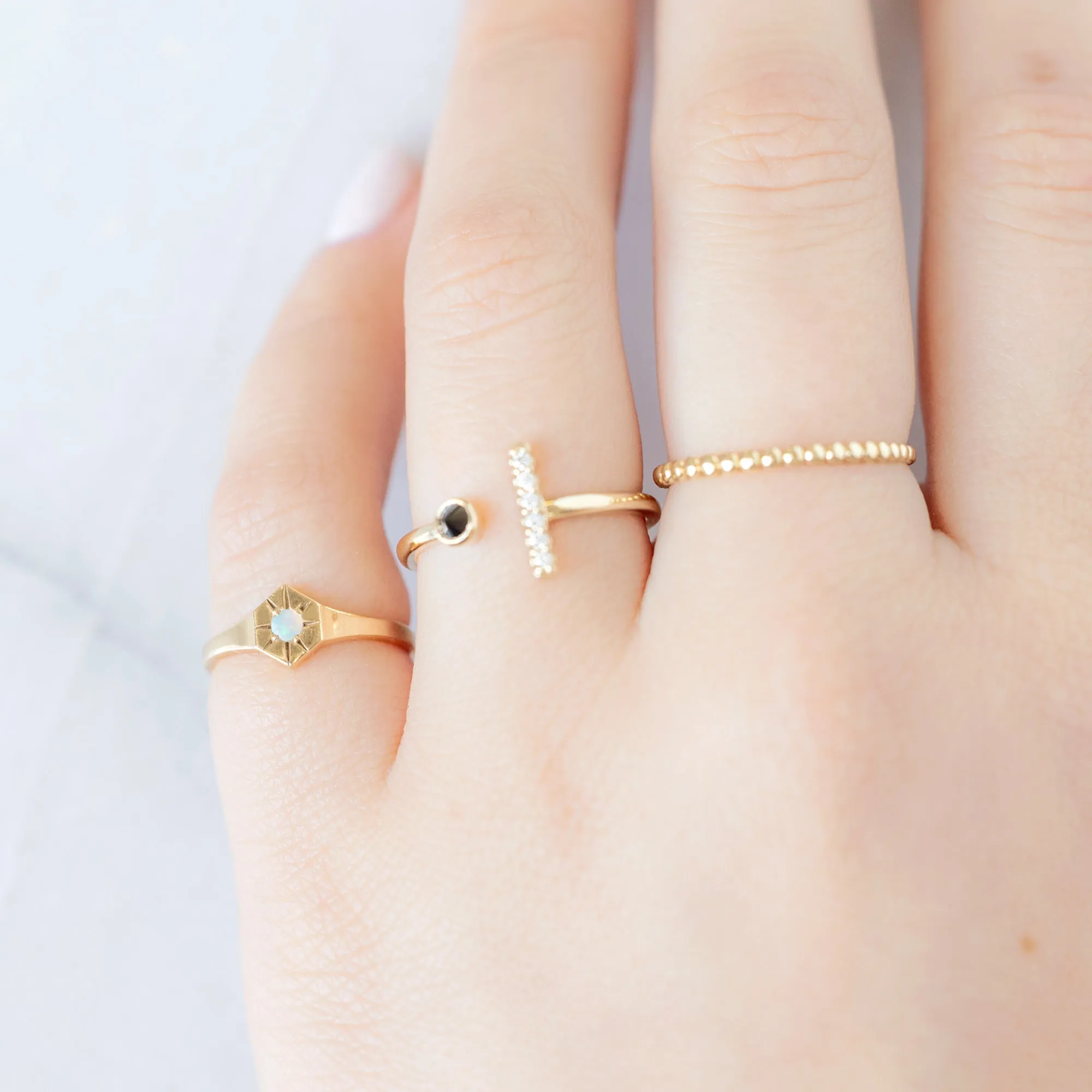 Custom Opal Birthstone Signet Ring | 10K Yellow Gold
