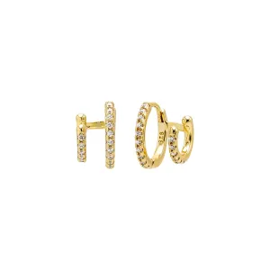 CZ Pave Double Huggie Earring