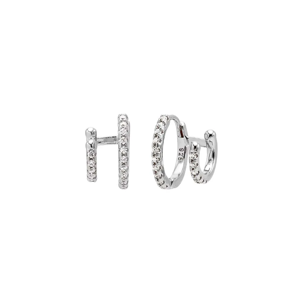 CZ Pave Double Huggie Earring