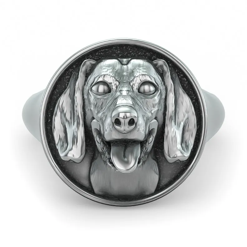 Dachshund Classic Round Signet Ring