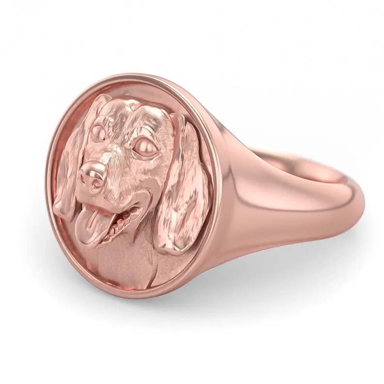 Dachshund Classic Round Signet Ring
