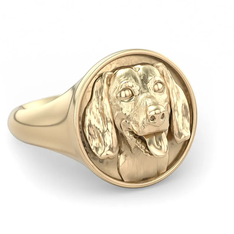 Dachshund Classic Round Signet Ring