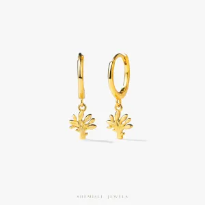 Dainty Tree Dangle Hoop Earring, Unisex, Gold, Silver SHEMISLI SH672