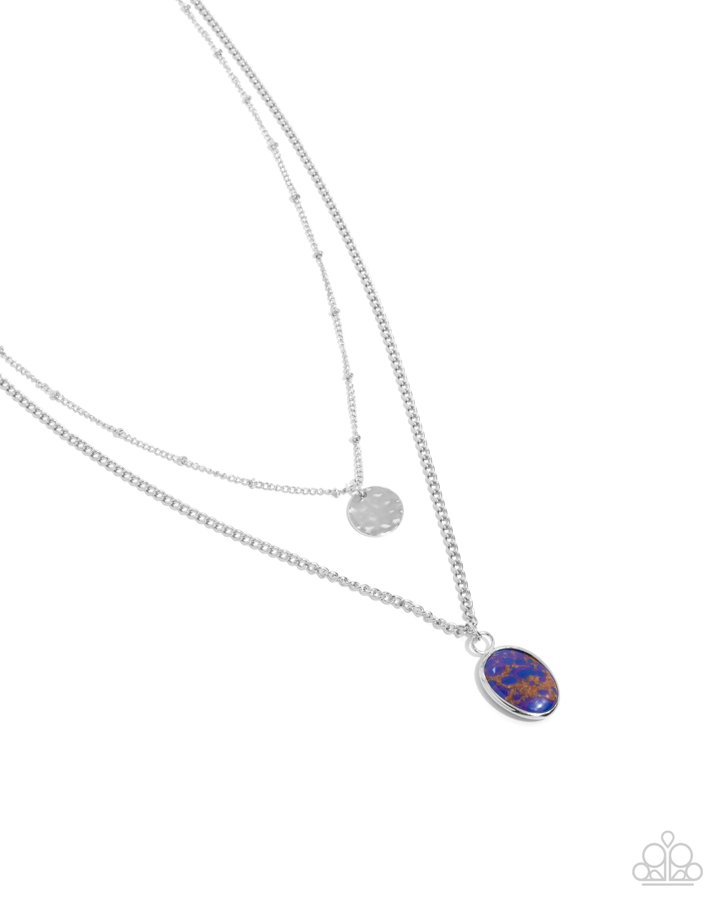 Dedicated Diva - Purple - and Brown Marbled Stone Silver Disc Tiered Paparazzi Short Necklace