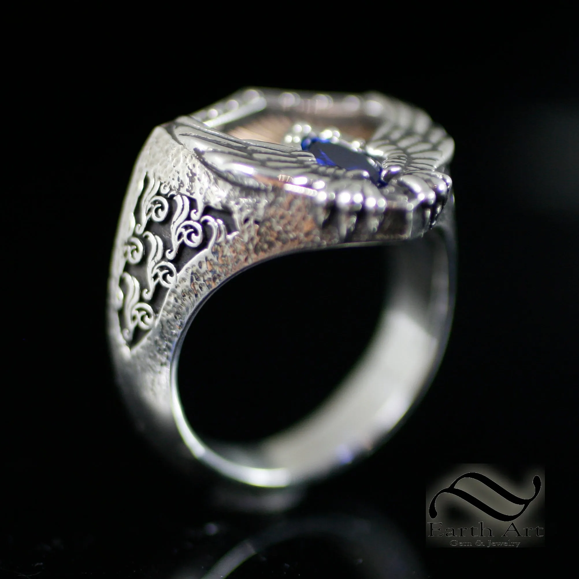 Deluxe House Signet Ring - The Raven - Sterling Silver and Ancient Bronze