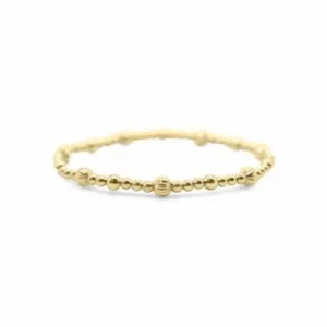 Diamond Cut & Plain 3 To 1 Stretch Bracelets In Gold