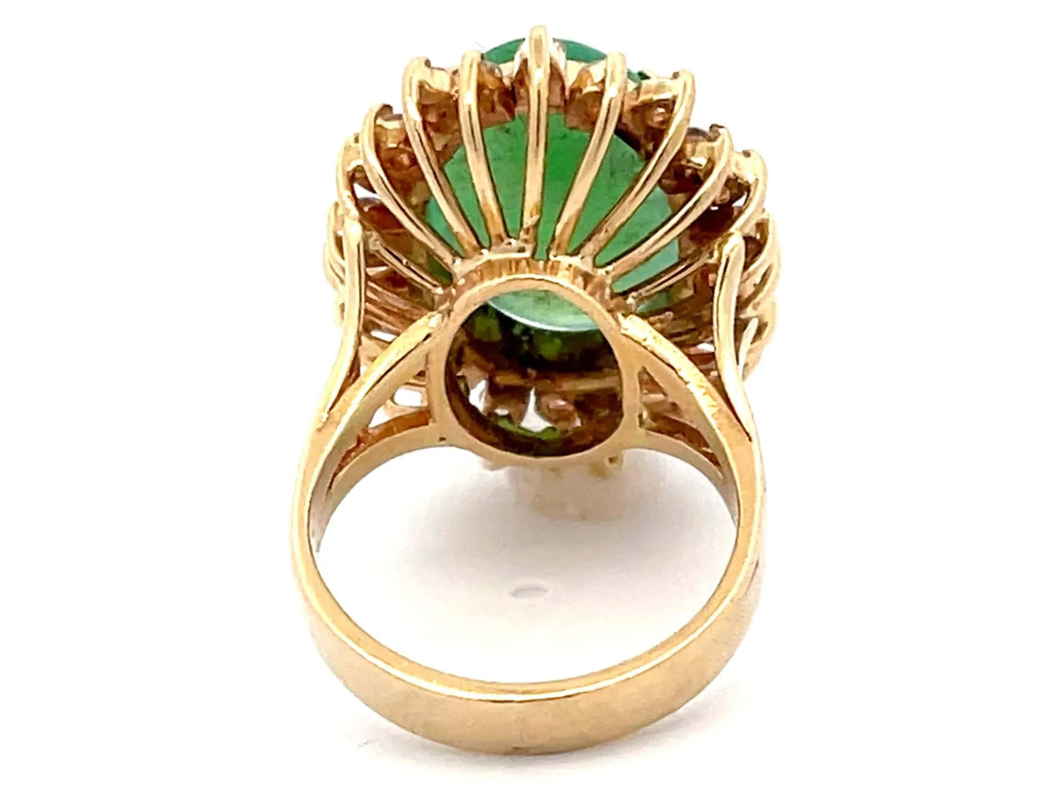 Diamond Halo Jade Ring in 14K Yellow Gold