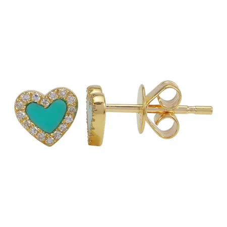 DIAMOND HEART STUD EARRINGS
