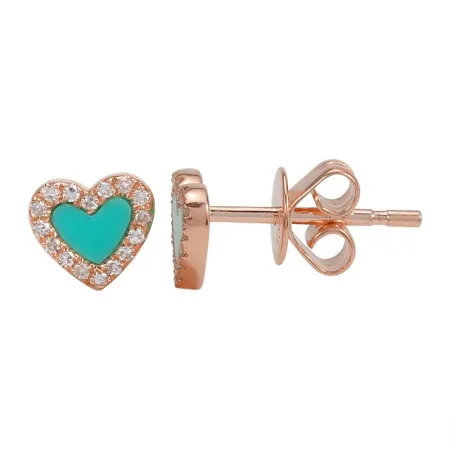DIAMOND HEART STUD EARRINGS