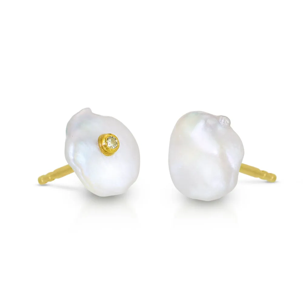 Diamond Lagniappe Pearl Stud Earrings