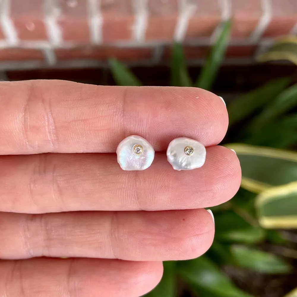 Diamond Lagniappe Pearl Stud Earrings