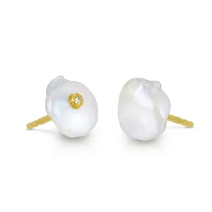 Diamond Lagniappe Pearl Stud Earrings