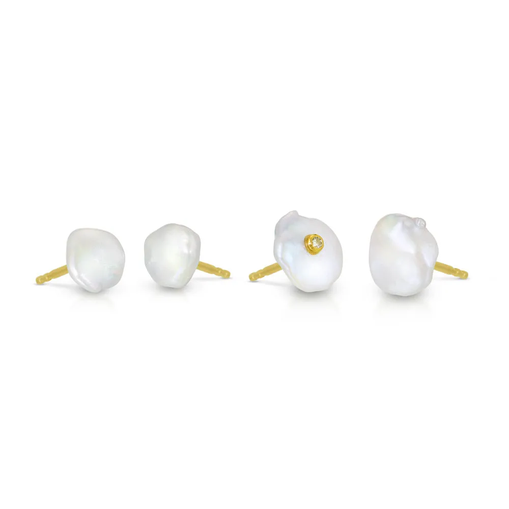 Diamond Lagniappe Pearl Stud Earrings